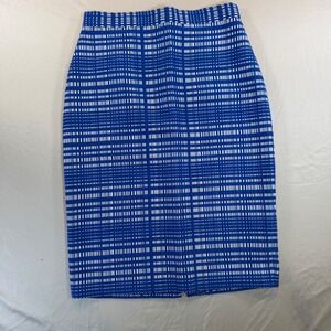 Banana Republic Blue White Geometric Pencil Skirt 8 Textured Lined Knee Length